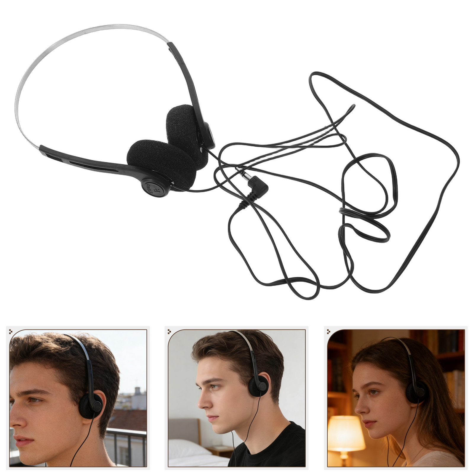 Audio Music Technology - Vintage Wired Over Ear Headphones Retro