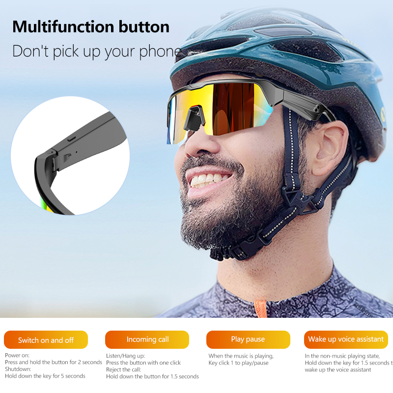 Audio Music Technology - Cycling Running Bluetooth Smart Glasses Technology