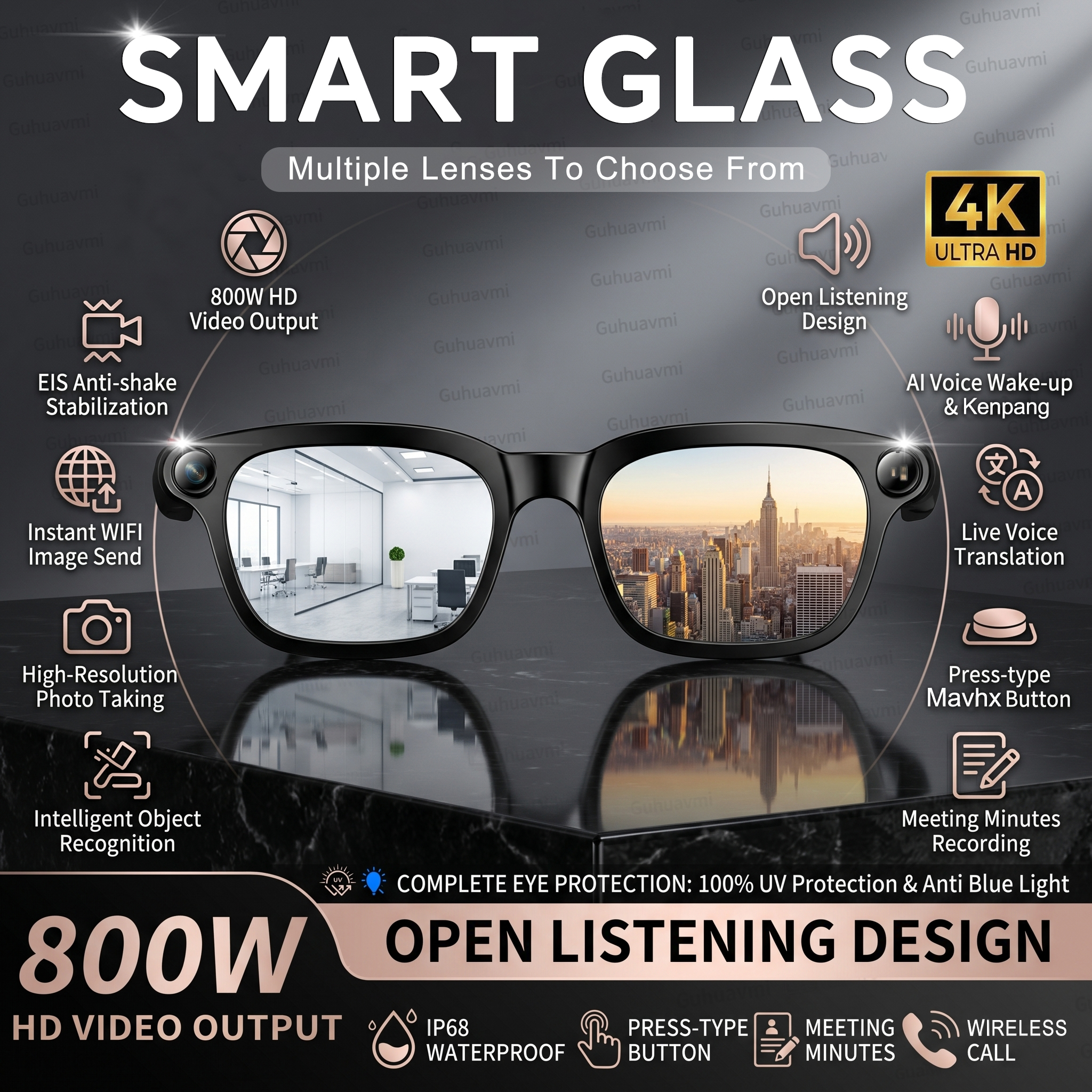 New Smart AI Glasses with 800W - Audio Music For Video recensie en prijs