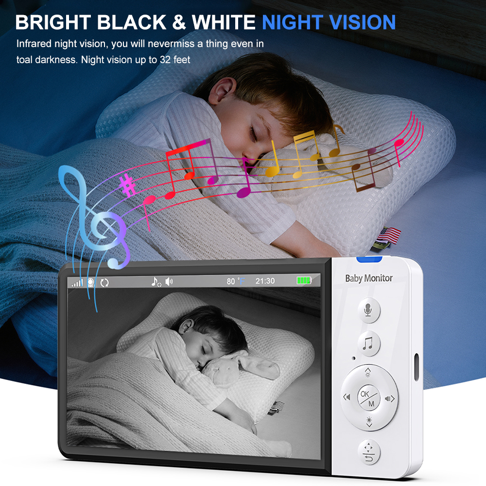New 5'' Video Baby Monitor Wit - Audio Music For Video recensie en prijs