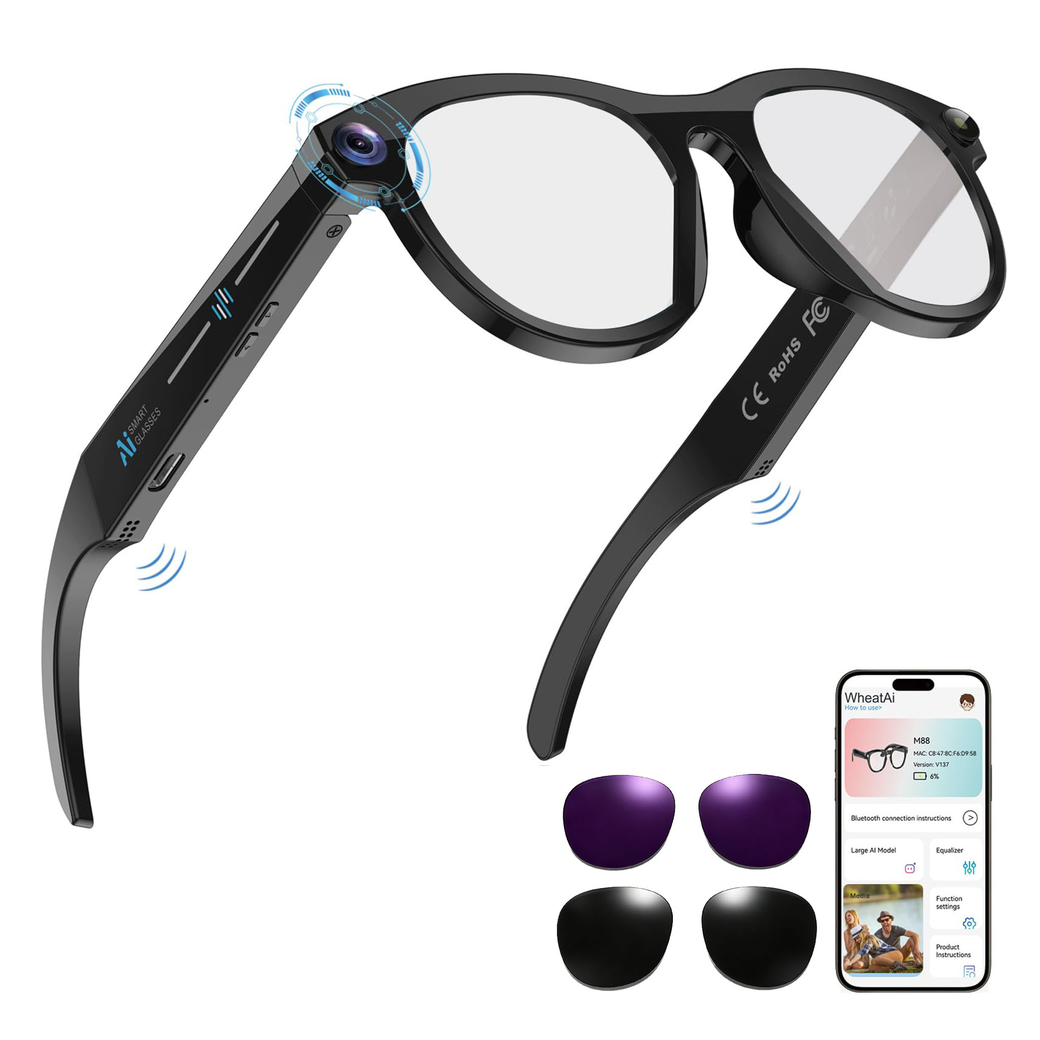 Black Smart Ai Glasses for Men - Audio Music For Video recensie en prijs