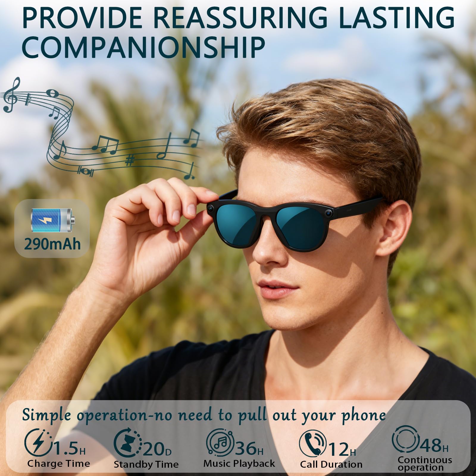 Black Smart Ai Glasses for Men - Audio Music For Video recensie en prijs