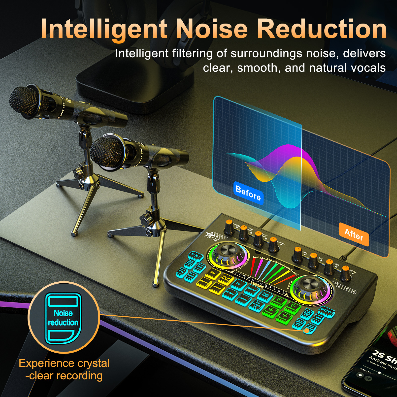 Tenlamp Sound Board for Pc/Pho - Audio Music Voice Changer recensie en prijs